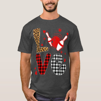 Leopard Buffalo Kariert Bowling Player Funny Valen T-Shirt
