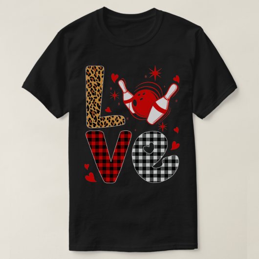 Leopard Buffalo Kariert Bowling Player Funny Valen T-Shirt (Design vorne)