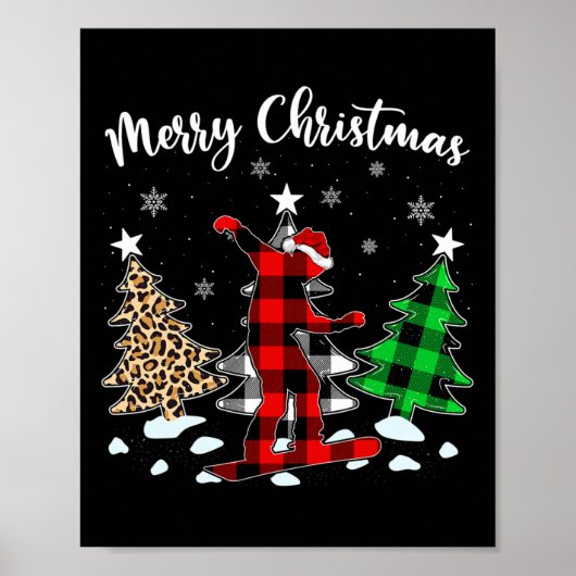 Leopard Buffalo Kariert Snowboarding Player Christ Poster (Vorne)