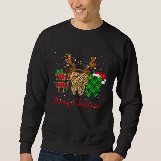Leopard Buffalo Kariert Tooth Christmas Lights Den Sweatshirt (Vorderseite)