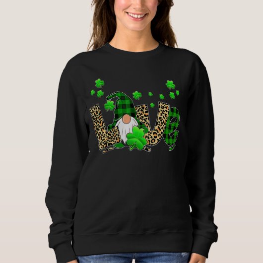 Leopard Buffalo Karierte Liebe St Patricks Day Gno Sweatshirt (Vorderseite)
