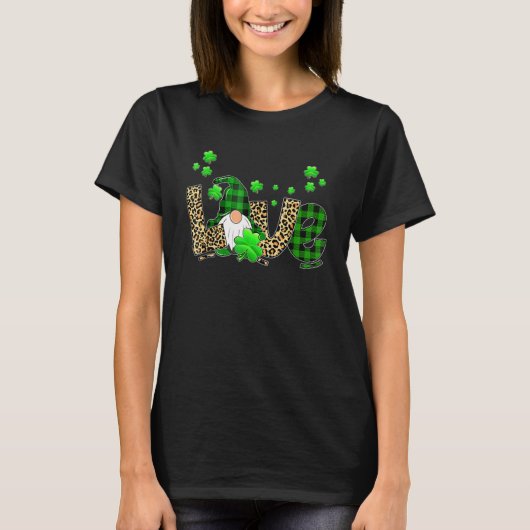 Leopard Buffalo Karierte Liebe St Patricks Day Gno T-Shirt (Vorderseite)