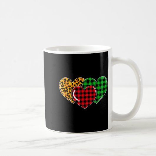 Leopard-Buffalo-Karo-Herzen-Shirt Valentinstag Kaffeetasse (Rechts)