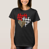 Leopard Buffalo Red Black Plaid Heart Funny Valent T-Shirt (Vorderseite)