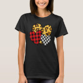 Leopard Buffalo Red Black Plaid Heart Funny Valent T-Shirt (Vorderseite)