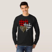 Leopard Buffalo Red Black Plaid Heart Funny Valent T-Shirt (Vorne ganz)