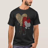 Leopard Buffalo Red Black Plaid Heart Funny Valent T-Shirt (Vorderseite)