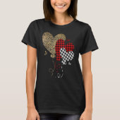 Leopard Buffalo Red Black Plaid Heart Funny Valent T-Shirt (Vorderseite)