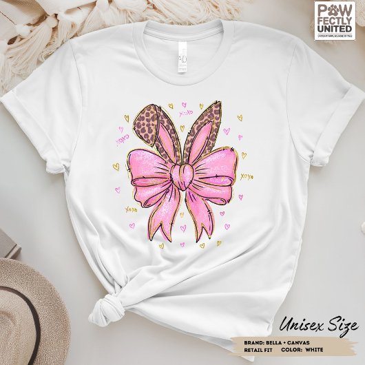 Leopard Bunny Coquette Preppy Bow mit Ohren Tri-Blend Shirt