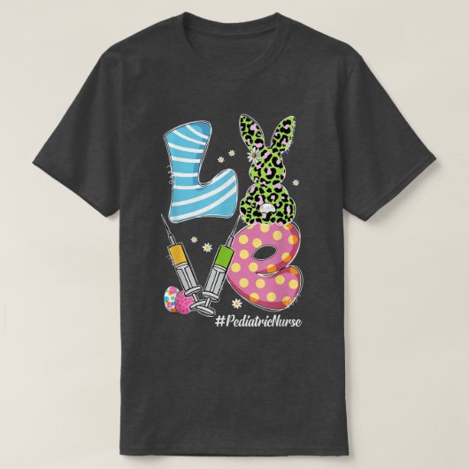 Leopard Bunny LIEBE Pädiatrische Krankenschwester T-Shirt (Design vorne)