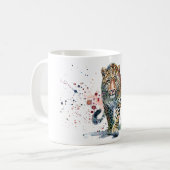 Leopard Buntes Wasserfarbenporträt Kaffeetasse (Vorderseite Links)