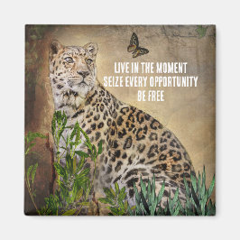 Leopard Butterfly Foto LIve im Moment Zitat Magnet