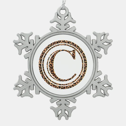 Leopard C Schneeflocken Zinn-Ornament (Vorderseite)