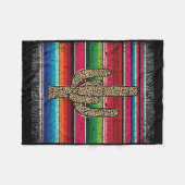 Leopard Cactus Mexican Serape Cinco De Mayo Women Fleecedecke (Vorderseite (Horizontal))