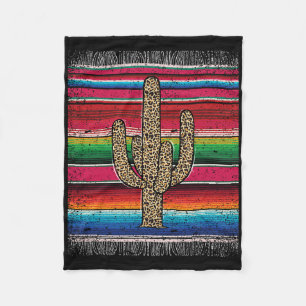 Leopard Cactus Mexican Serape Cinco De Mayo Women Fleecedecke