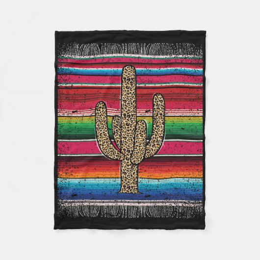 Leopard Cactus Mexican Serape Cinco De Mayo Women Fleecedecke (Vorderseite)
