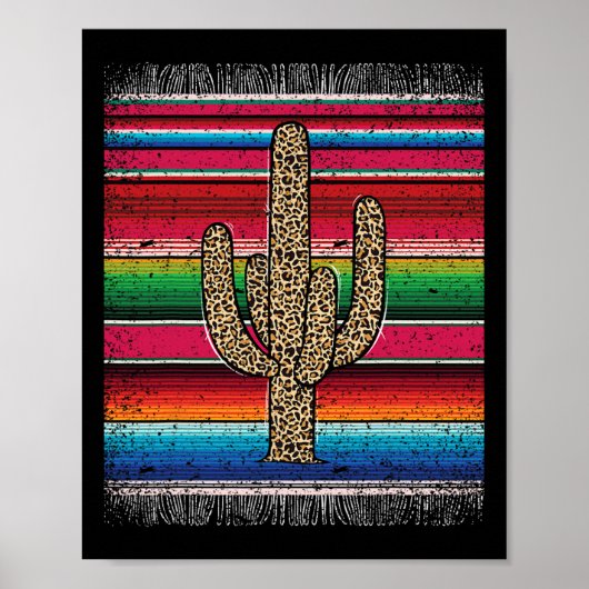 Leopard Cactus Mexican Serape Cinco De Mayo Women Poster (Vorne)