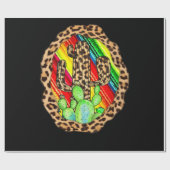 Leopard Cactus Serape Cactus print Turquoise Geschenkpapier (Flach)
