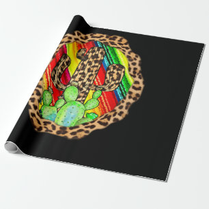 Leopard Cactus Serape Cactus print Turquoise Geschenkpapier