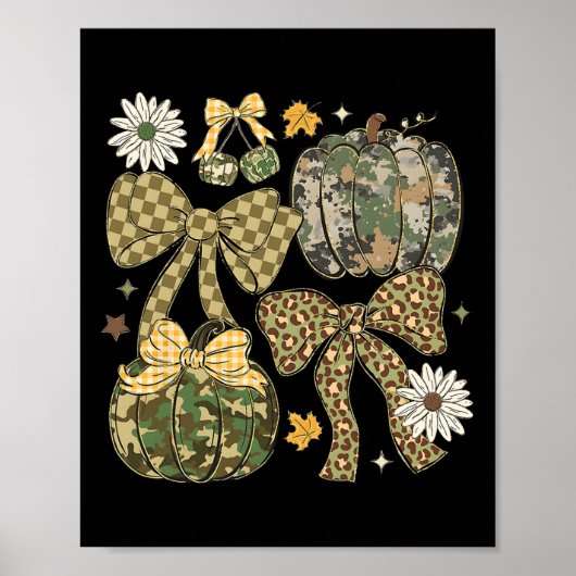 Leopard Camo Kokette Bogen Kürbis Thanksgiving Rus Poster (Vorne)