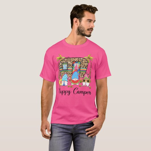 Leopard Camping Rv Gnome Camper Happy Summer Campi T-Shirt (Vorne ganz)