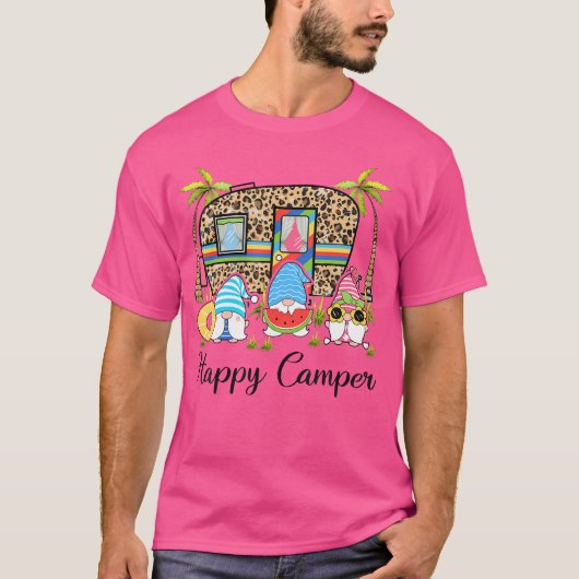 Leopard Camping Rv Gnome Camper Happy Summer Campi T-Shirt (Vorderseite)