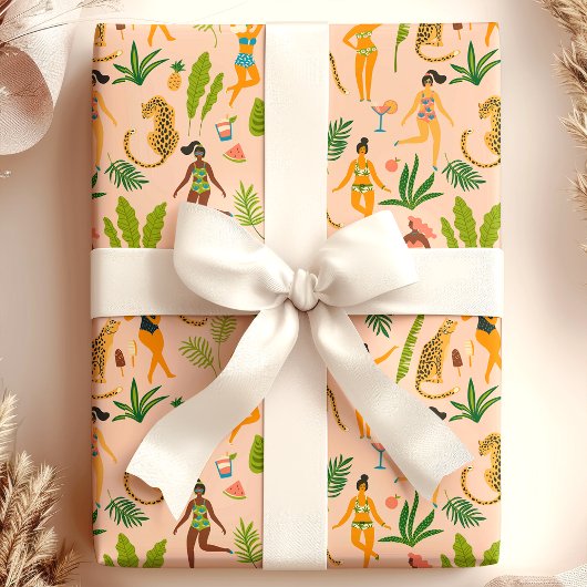 Leopard Cat Tropical Tribal African Jungle Muster Geschenkpapier