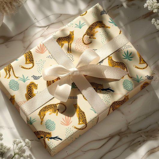 Leopard Cats tropisches afrikanisches Jungle-Muste Geschenkpapier