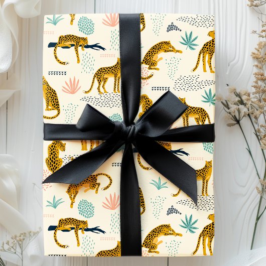 Leopard Cats tropisches afrikanisches Jungle-Muste Geschenkpapier