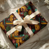 Leopard Cats Tropisches Lila Dschungelmuster Geschenkpapier