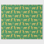 Leopard Catwalk in Green and Yellow Geschenkpapier (Flach)