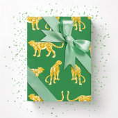 Leopard Catwalk in Green and Yellow Geschenkpapier