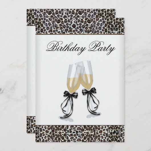 Leopard Chandelier Womans Birthday Party Einladung (Vorne/Hinten)