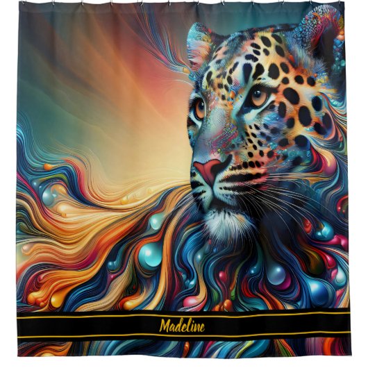 Leopard Charm: Majestic Dschungel Escape Duschvorhang (Vorderseite)