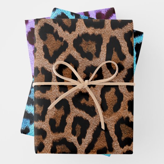 Leopard Cheetah Animal Fur Print Muster Geschenkpapier Set (Beispiel)