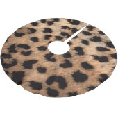 Leopard Cheetah Animal Print Brown Tan Modern Glam Polyester Weihnachtsbaumdecke (Schrägansicht)