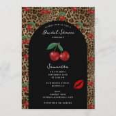 Leopard Cheetah Animal Print Cherry Bridal Shower Einladung (Vorderseite)