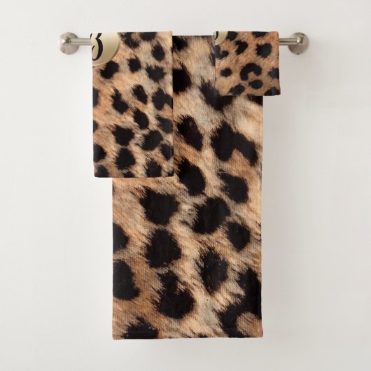 Leopard Cheetah Animal Print Chic Monogram Badhandtuch Set (Insitu)