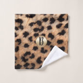 Leopard Cheetah Animal Print Chic Monogram Badhandtuch Set (Waschlappen)