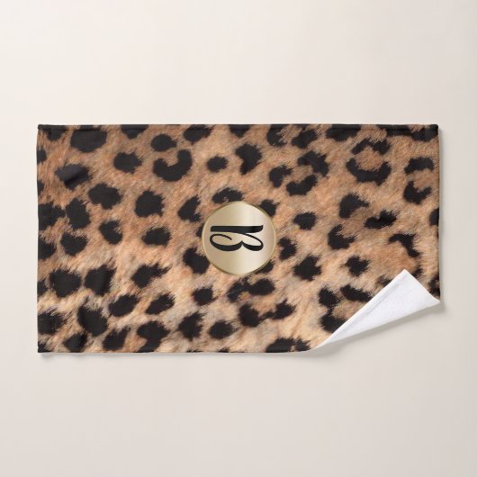 Leopard Cheetah Animal Print Chic Monogram Badhandtuch Set (Handtuch)