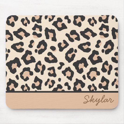 Leopard Cheetah Animal Print Custom Curry Name Mousepad (Vorne)