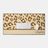 Leopard Cheetah Animal Print Custom Curry Name Schreibtischunterlage (Tastatur & Maus)
