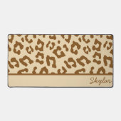 Leopard Cheetah Animal Print Custom Curry Name Schreibtischunterlage (Vorderseite)