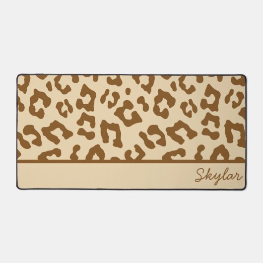 Leopard Cheetah Animal Print Custom Curry Name Schreibtischunterlage (Vorderseite)