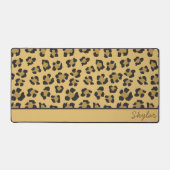 Leopard Cheetah Animal Print Custom Curry Name Schreibtischunterlage (Vorderseite)