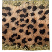 Leopard Cheetah Animal Print Gold Glitzer Modern Duschvorhang (Vorderseite)