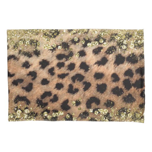 Leopard Cheetah Animal Print Gold Glitzer Modern Kissenbezug (Vorderseite)