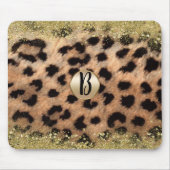 Leopard Cheetah Animal Print Gold Glitzer Monogram Mousepad (Vorne)
