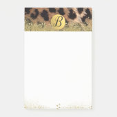 Leopard Cheetah Animal Print Gold Glitzer Monogram Post-it Klebezettel (Vorderseite)