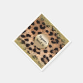 Leopard Cheetah Animal Print Gold Glitzer Monogram Serviette (Ecke)